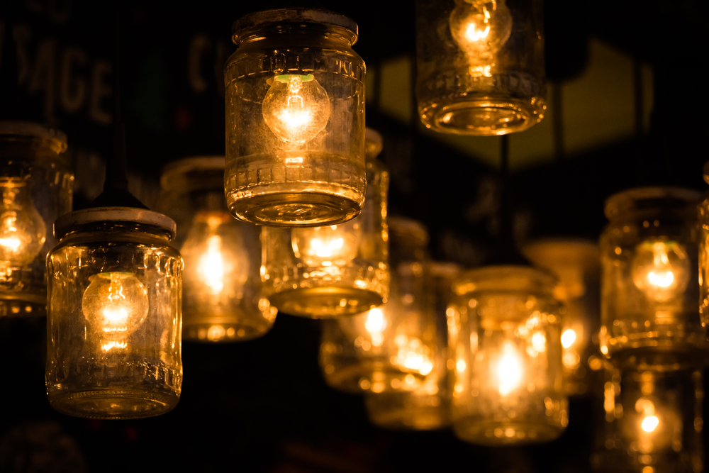 Hanging lamp glass jars