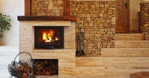 The fireplace is an essential element in every rustic living room.