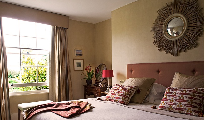 Sun mirror headboard