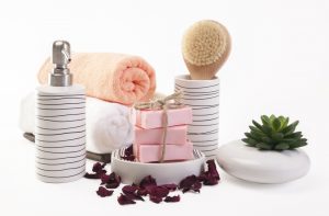 A toothbrush holder and soap dish are great bathroom accessories for decorating your sink.