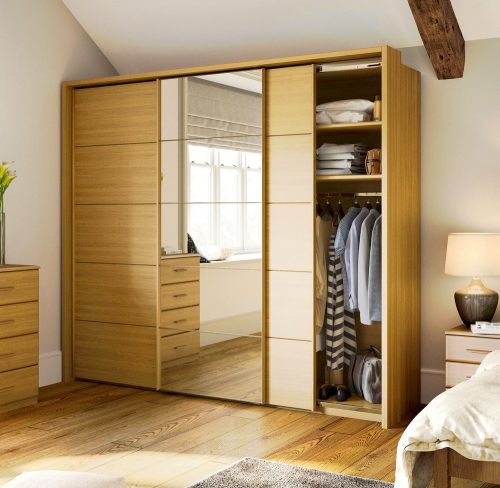 wood built-in closet