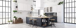 The black and white Nordic style kitchen will add a touch of elegance to your home.