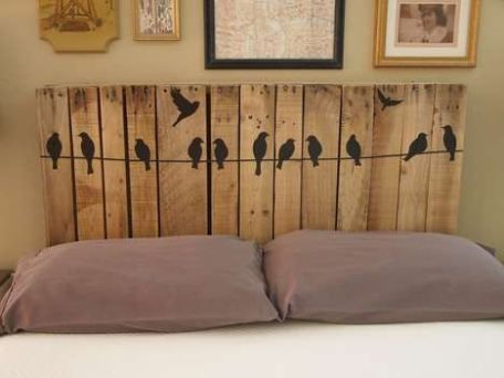 You can decorate a bed headboard made with timber slats with decorative vinyls