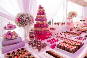 French desserts like petit fours and macarons are perfect buffet desserts.