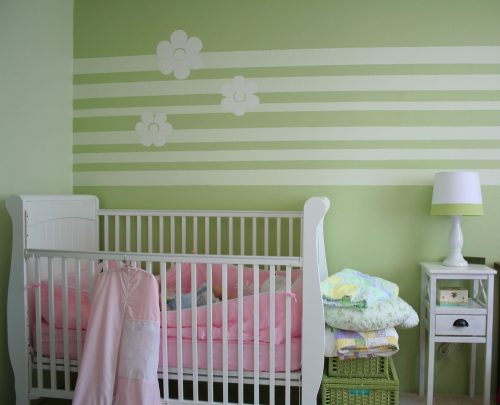 Green monochrome baby room