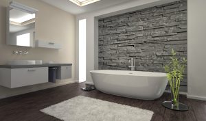 Stone wall bathroom