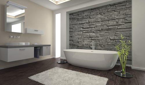 Stone wall bathroom
