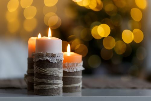 Candles string and ribbon