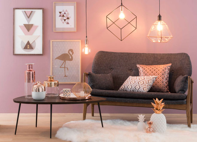 Copper can pair well with pastel colors.