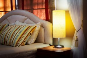 The dimmable table lamp is perfect if you share a bedroom.
