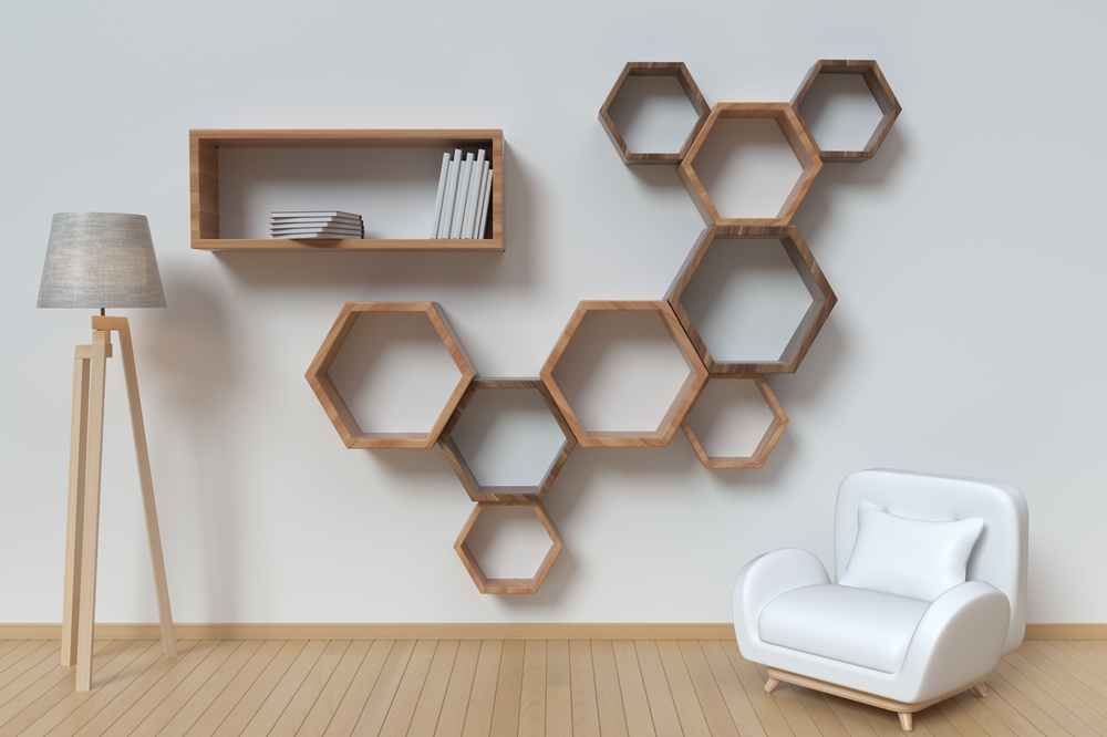 Geometric shelving is another type of original shelving.