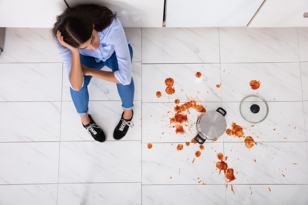 Kitchen stains can difficult to clean up.
