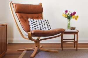 A mid-century modern style chair.
