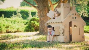 Wooden garden sheds are perfect spaces for children to play in.