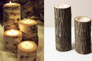 Use tree trunks of all different lengths to make candle holders.