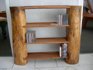 Tree trunks are great for making rustic bookshelves.
