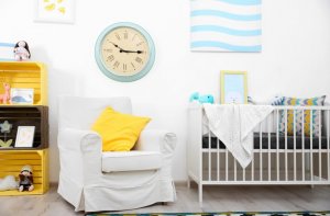wall clock in a kid's bedroom