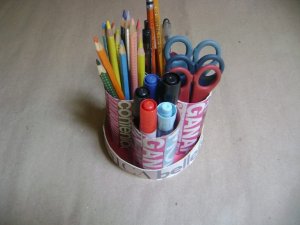 You can use cardboard tubes to make fun and practical pencil holders.