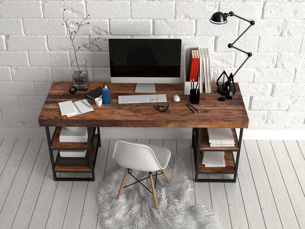 An industrial-style desk.