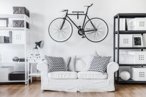 You can create a more "industrial" style metal bicycle rack for a modern look.