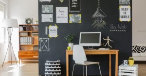 Having a chalkboard wall in your home office will help inspire you.