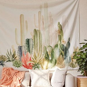 polyester tapestry with cacti on it