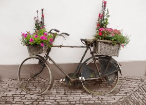 If your bicycle has a basket on the front and back you can use both to display flowers.