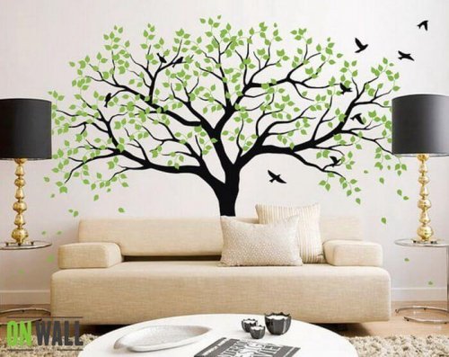 You could add one of the latest trends in wallpaper by using phrases or pictures for the wall behind the sofa