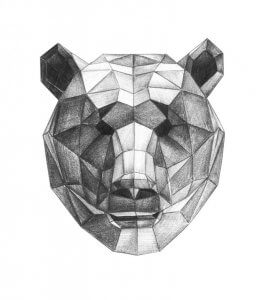 geometrical pencil sketch of a bear