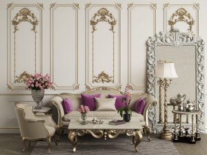 Traditional boiserie paneling was often decorated with gilding.