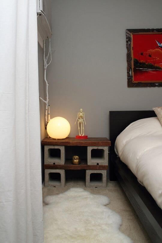 Nightstand with Cement Blocks - Decor Tips