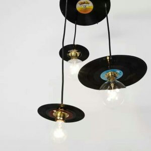 vinyl records as lightbulb holders