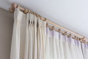 A close-up image of double-rod curtains.