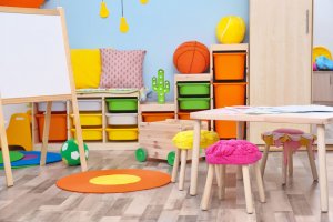 A picture of children's furniture in a toy library.