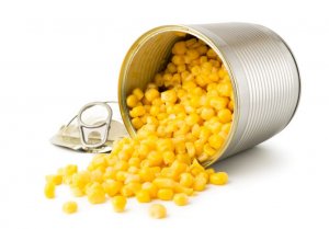 A picture showing canned corn.