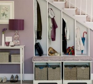 An entryway closet.