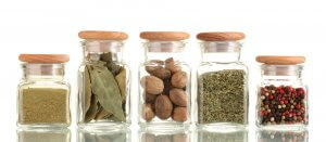 Glass spice jars.