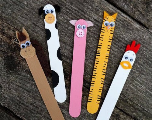 Some cute ice cream stick bookmarks made into animals