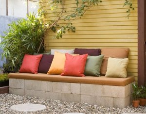 Concrete patio seats.