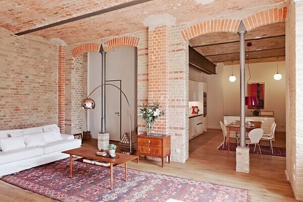 Exposed brick in a home. 