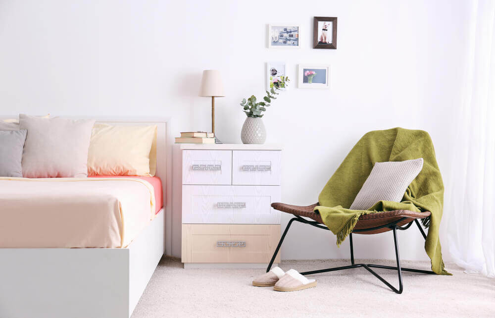 A light-colored room.