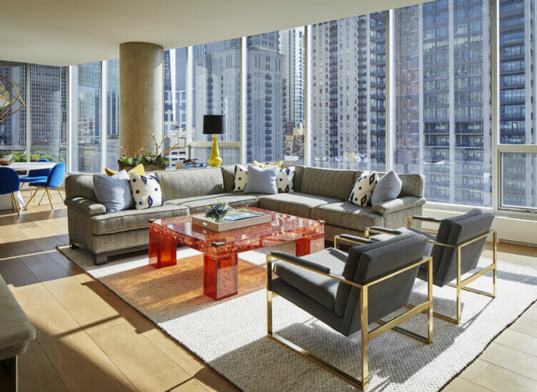 A Nate Berkus living room in a city apartment.