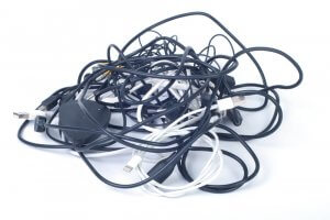 Tangled cords are visual clutter