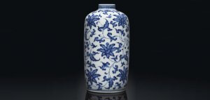 Blue and white porcelain vase.