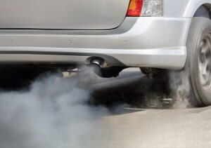 Outside pollution often comes from car exhaust. 