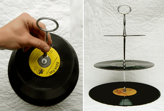 vinyl disks fruit stand