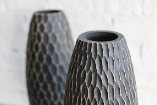 A couple artisan crafted vases.