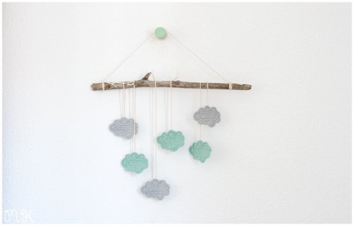 A crocheted hanger.