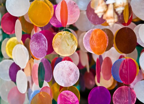 A colored shell mobile.