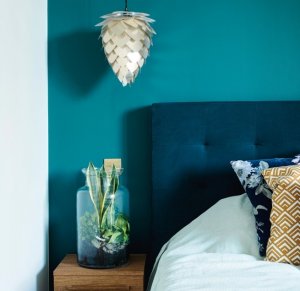 Teal bedroom decor.